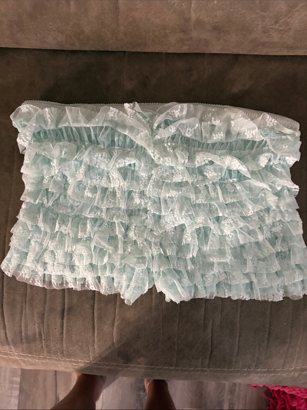 Free People Mint Ruffle Lace Shorts - Picture 4 of 4